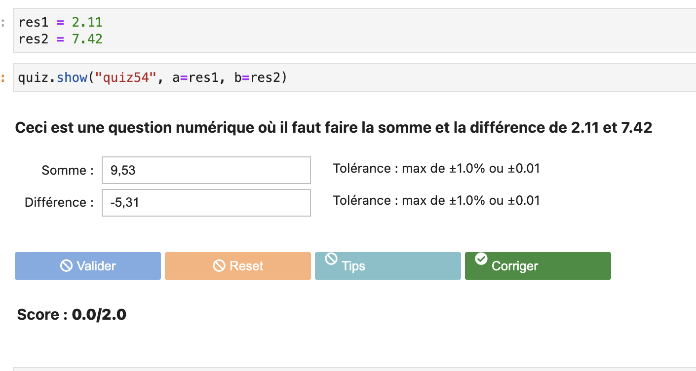 Quiz example